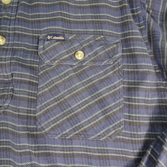 Columbia Blue Flannel Qtr Button Shirt X-Large - Picture 3 of 5